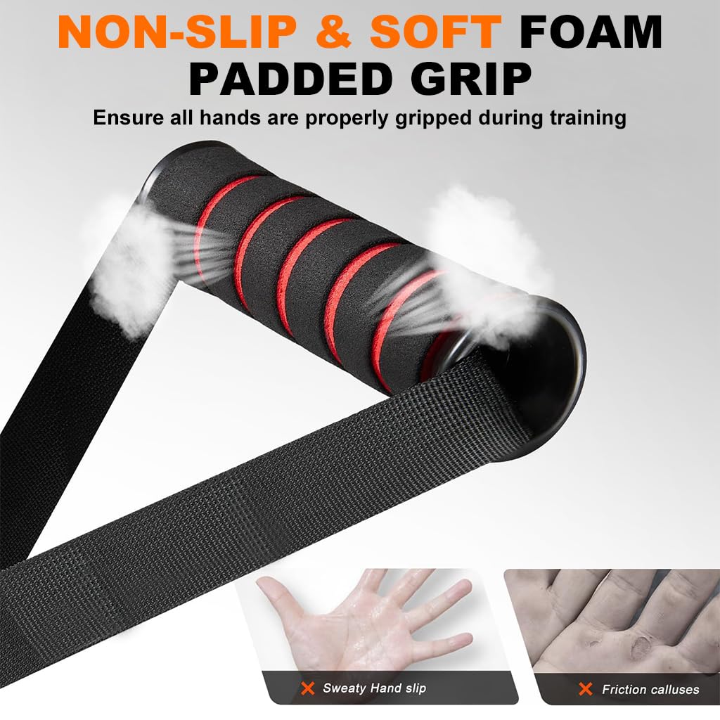 Proberos Pull Up Training Handles for Bodyweight Exercises with Ergonomic Foam Grip | Metal Carabiners Included for Full Body Strength Workouts