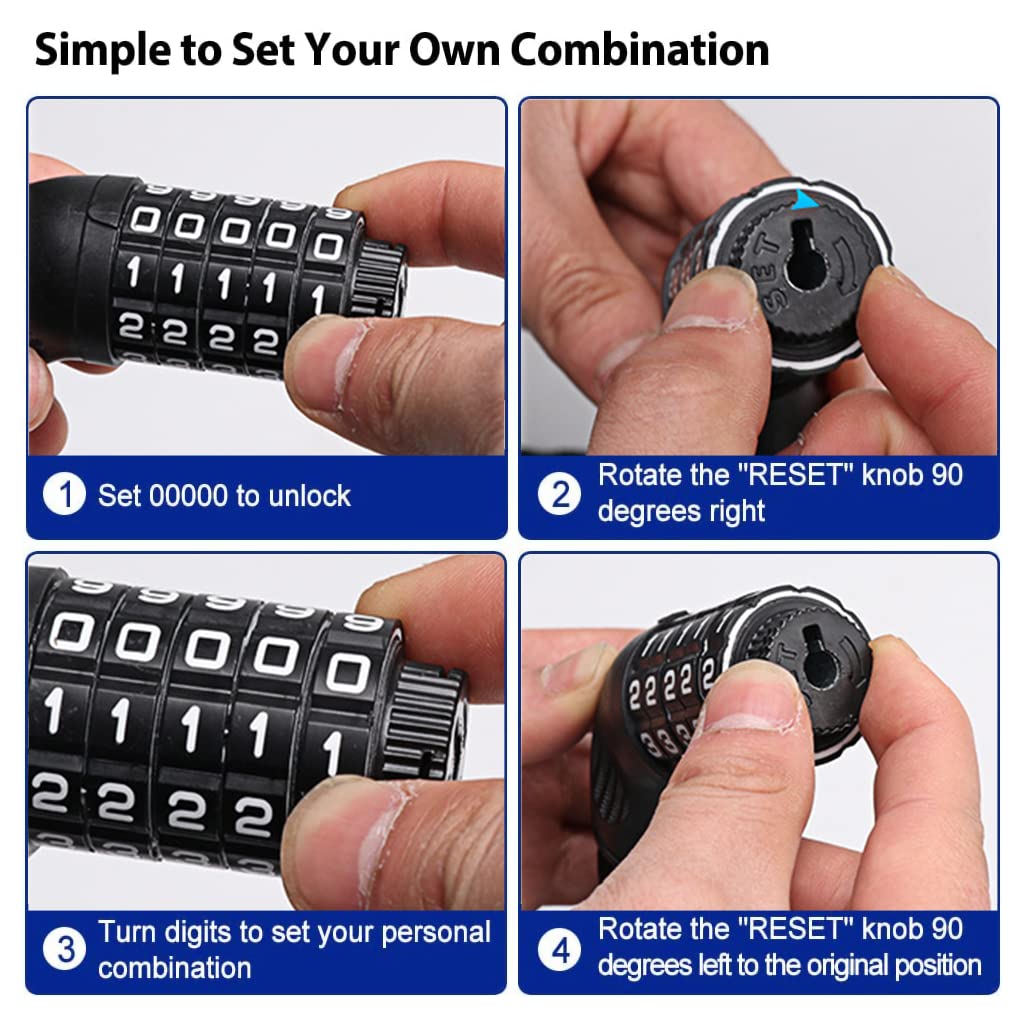 STHIRA Bike Chain Lock for Bicycle and Motorcycle Use featuring 5 Digit Combo and 105 cm Zinc Alloy Chain