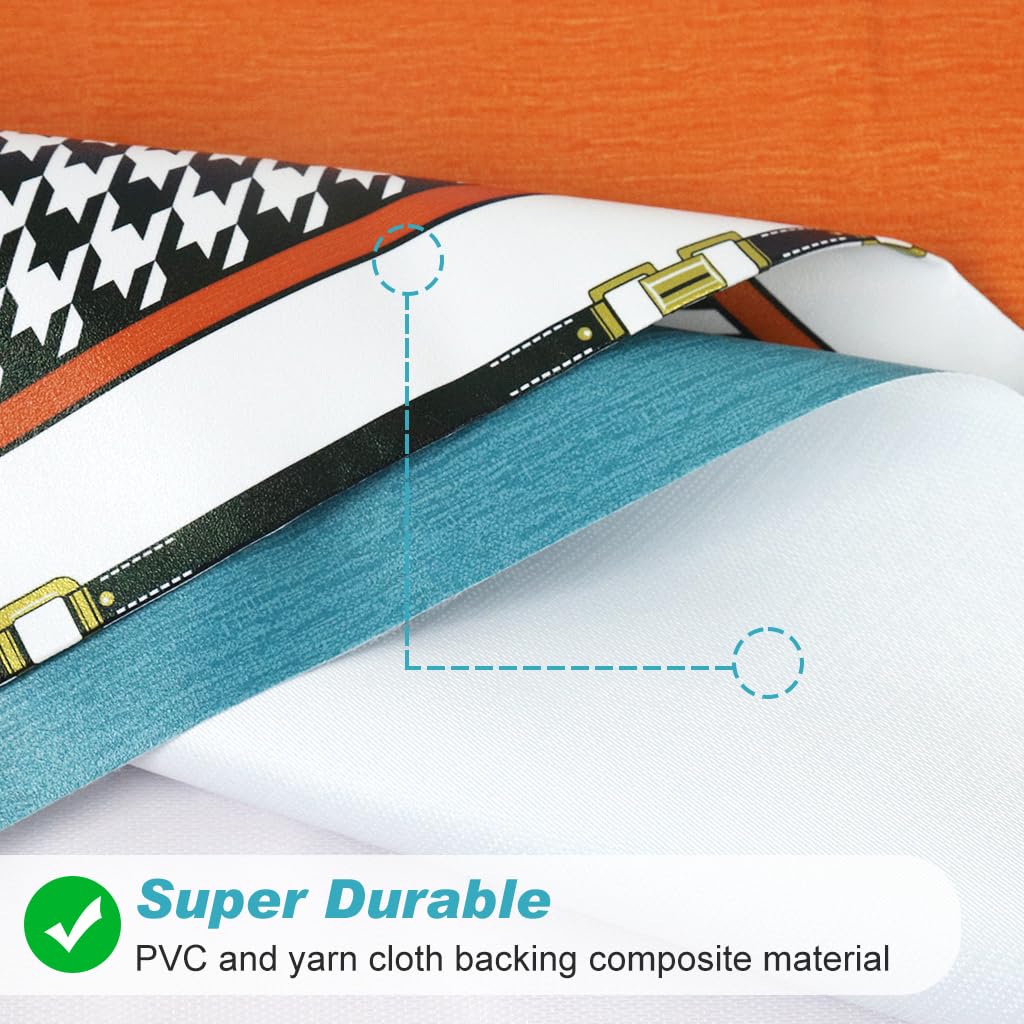 Zibuyu Tablecloth for Dining and Buffet Tables featuring Table Runner Print 140x220cm PVC Blue and Orange Waterproof | Easy Wipe Clean