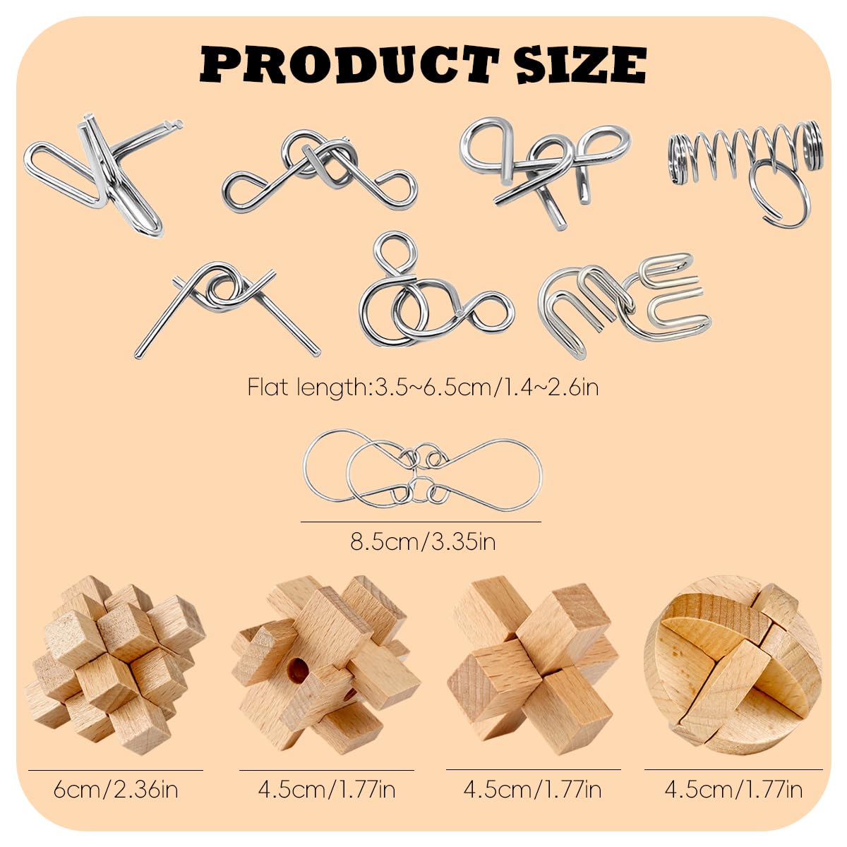 PATPAT Brain Teaser Puzzles for Teens and Adults with 12 Pack Wooden and Metal Designs | Fun Cognitive Challenge Set