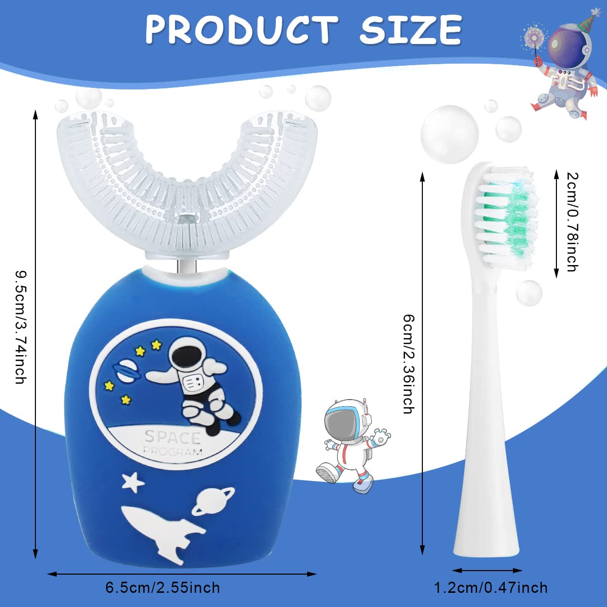 HANNEA Ultrasonic U Shape Electric Toothbrush for Kids featuring 8000–30000 vpm Vibration and Food‑Grade Silicone Brush | USB Rechargeable Waterproof Design