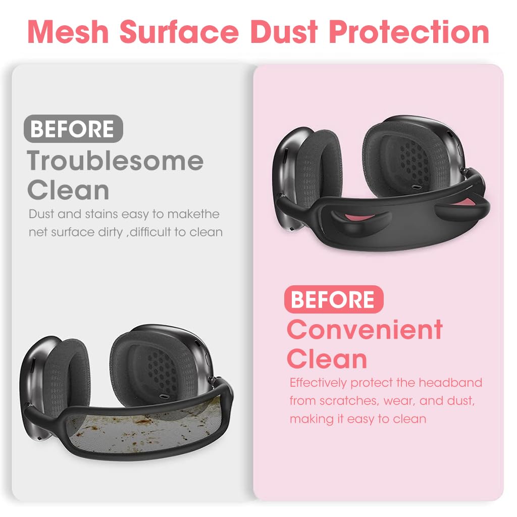 ZORBES Headband Cover for AirPods Max featuring Cute Cat Ear Design and Soft Silicone Protection | Black