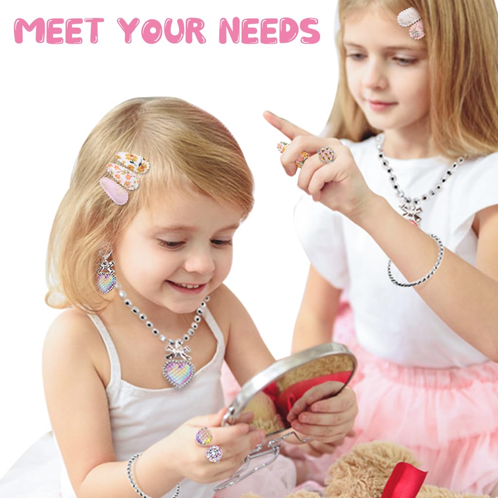 PATPAT Girls Hair Clips 20 Pcs 1.5 in Floral Print Metal and Cloth Barrettes for Toddlers | Cute Gift Set