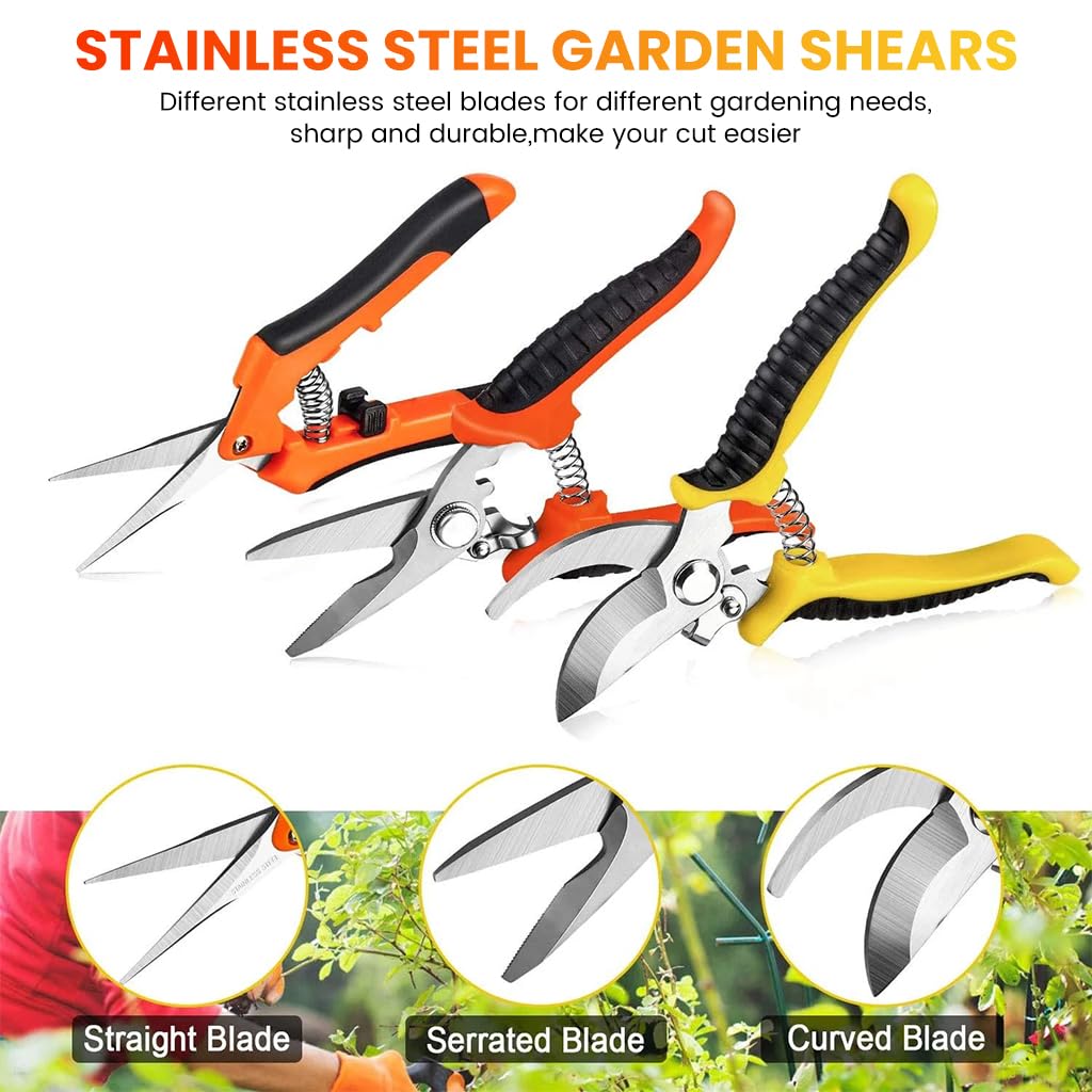 Supvox® 3Pcs Gardening Scissor Thickened Stainless Steel - 20CM Pruning Scissor Plants - Plant Cutter for Garden & Potted Plants - Kit for Home Garden with Pruning Shears, Tool Shears, Picking Shears