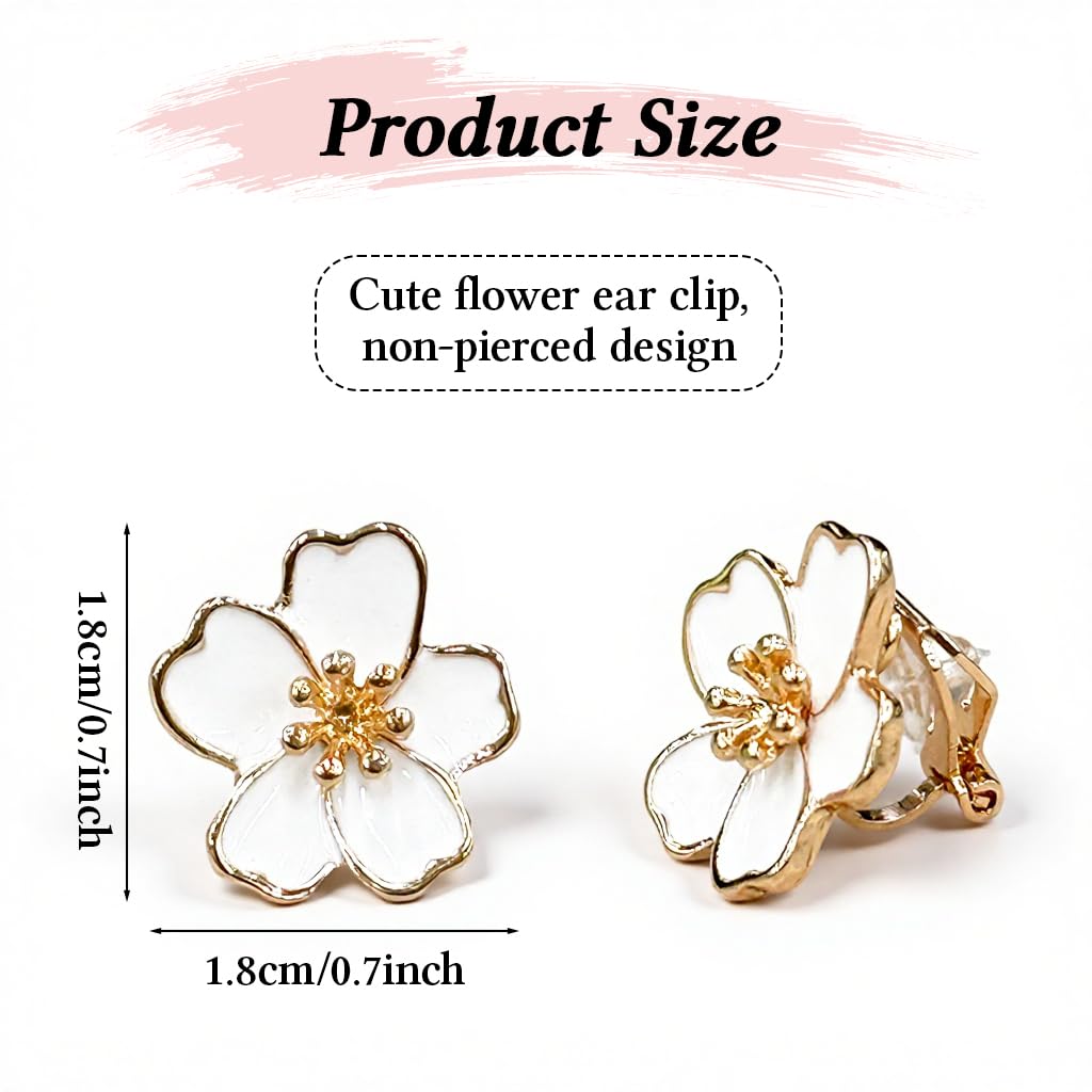 HANNEA® Gold Flower Ear Clips for Women, Elegant Lightweight Non-Pierced Earrings, Fashion Floral Design Jewelry Gift for Daily & Special Ocns