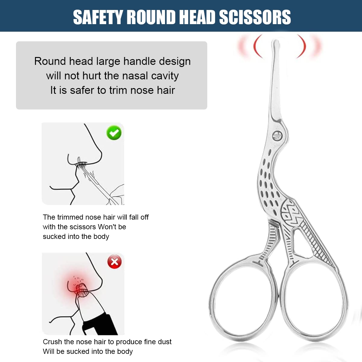 MAYCREATE Nose Trimmer for Men with Sharp Blade and Safe Blunt Tips | 9.7×4.5 cm Stainless Steel Scissors Kit