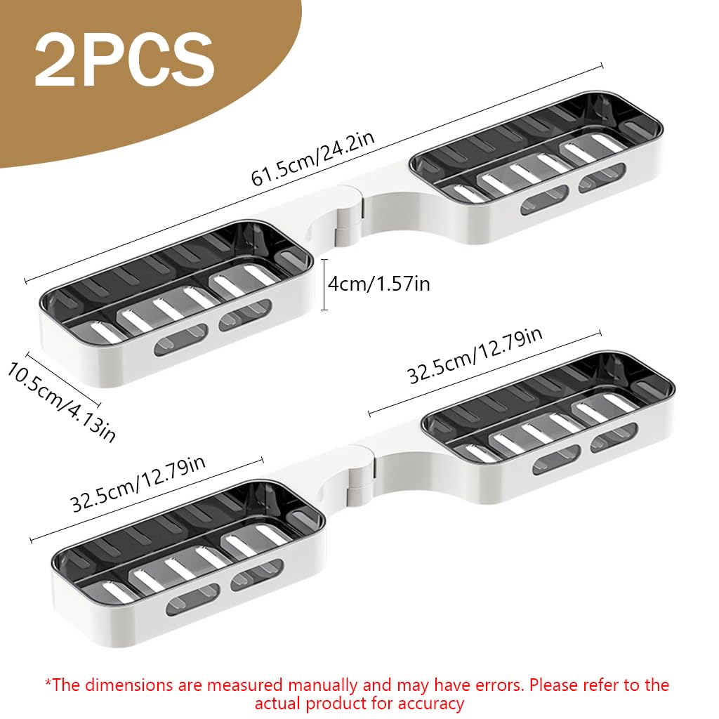 Zibuyu Self Adhesive Corner Shelf for Bathroom and Kitchen with Dual Storage Shelves | 32.5x10.5x4cm White ABS Organizer