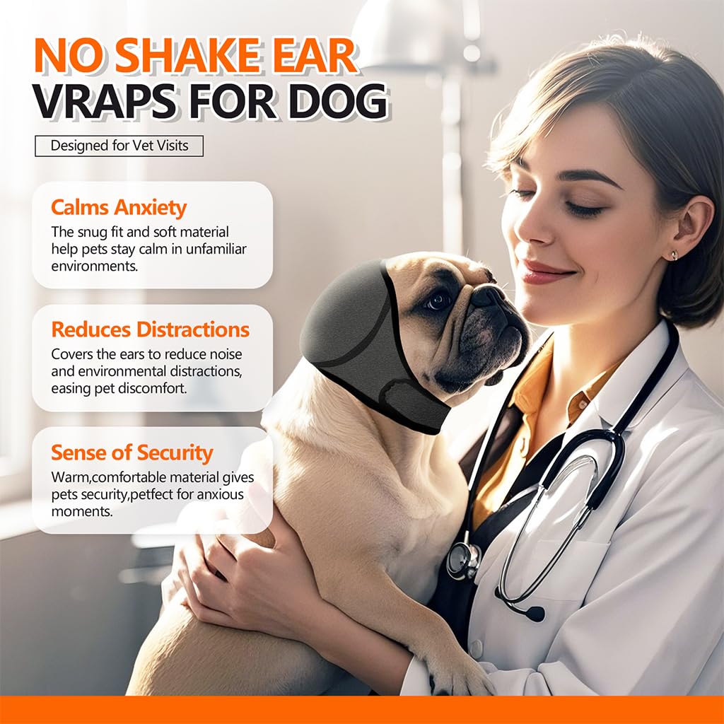 Qpets Dog Ear Protectors for Anxiety Relief with Adjustable Chin Strap | 2PCS Noise Reduction Headwear