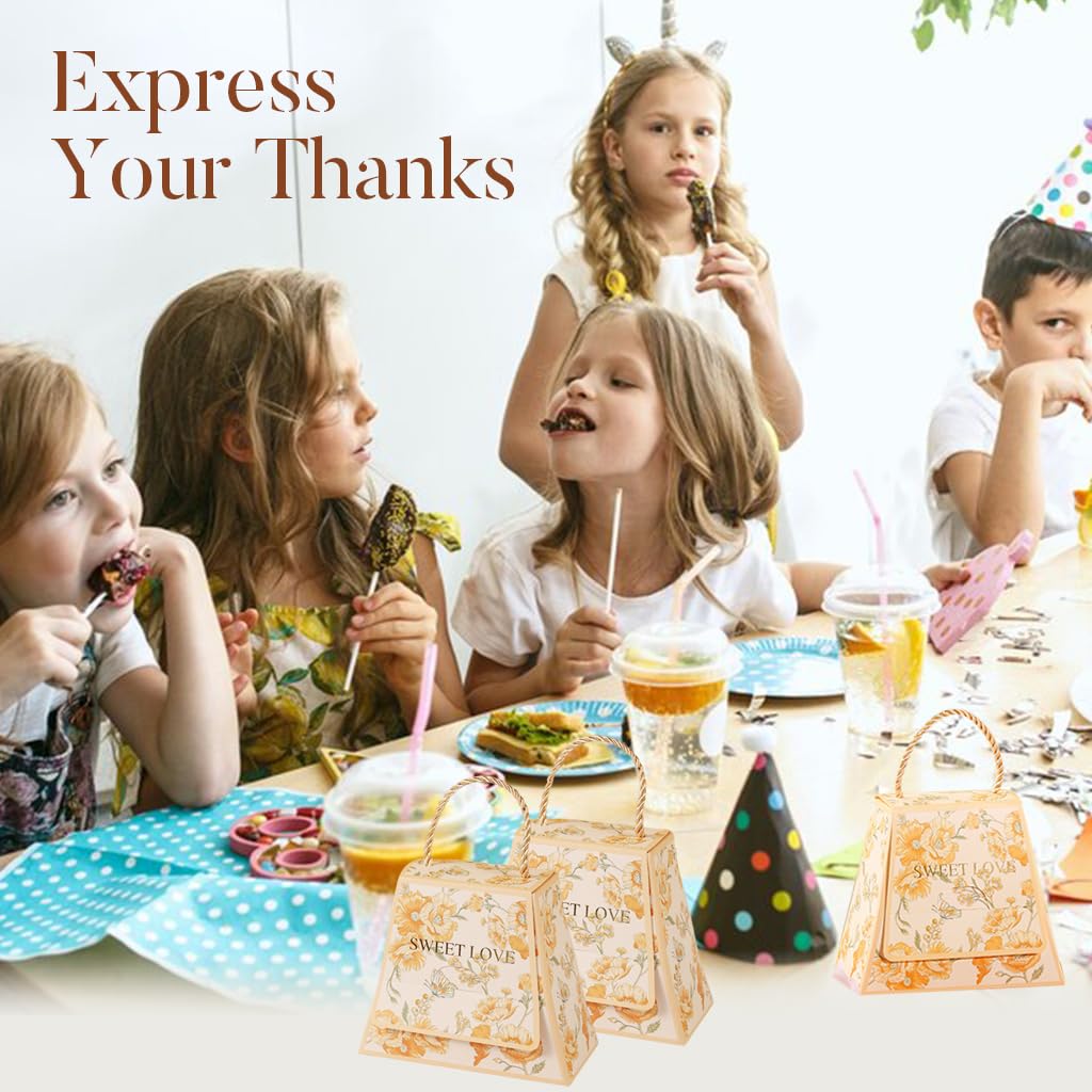 HASTHIP Decorative Paper Folding Storage Box for Gifts and Weddings 20pcs 13x6.5x10.8cm with Rope Handle | White Cardpaper Design