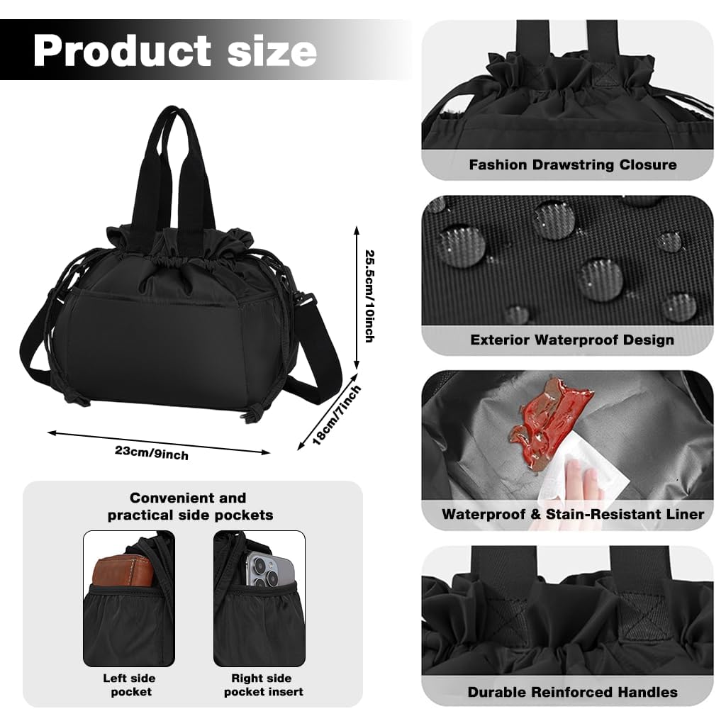 Supvox Lunch Bag for Work and Picnic with 11L Capacity and Drawstring Closure | Removable Shoulder Strap and Nylon Material