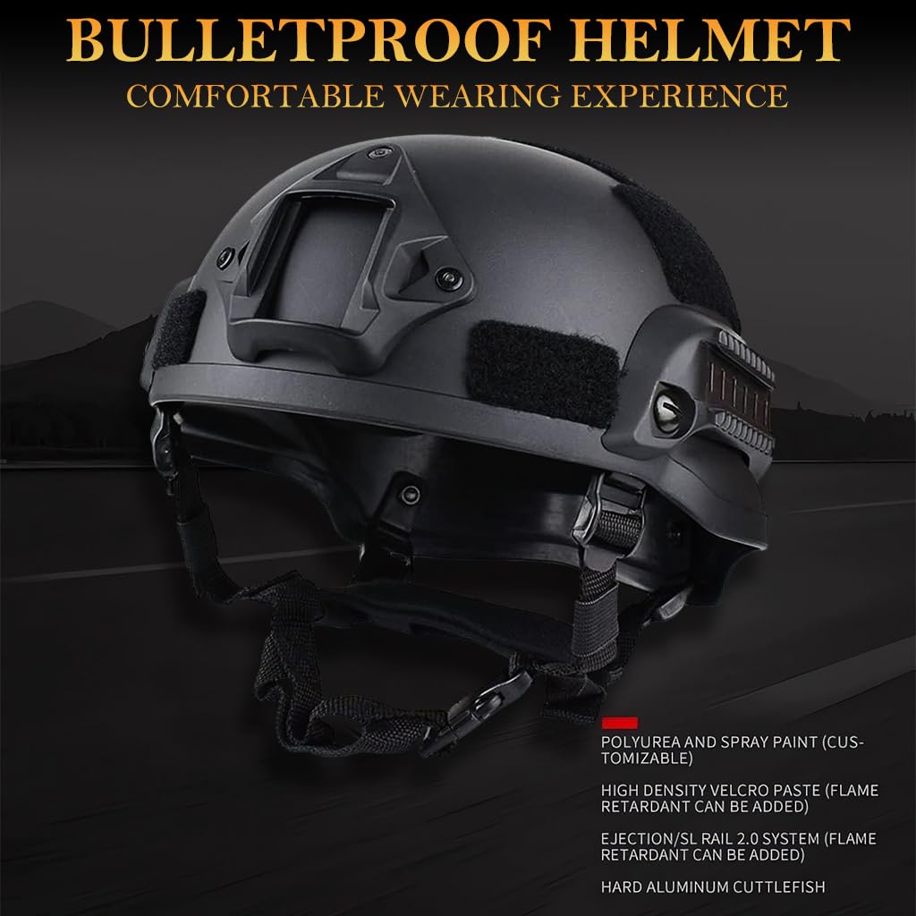 Proberos Tactical Helmet for Multicam Sports CS Game featuring Adjustable Chin Strap and ABS Shell 2 PCS