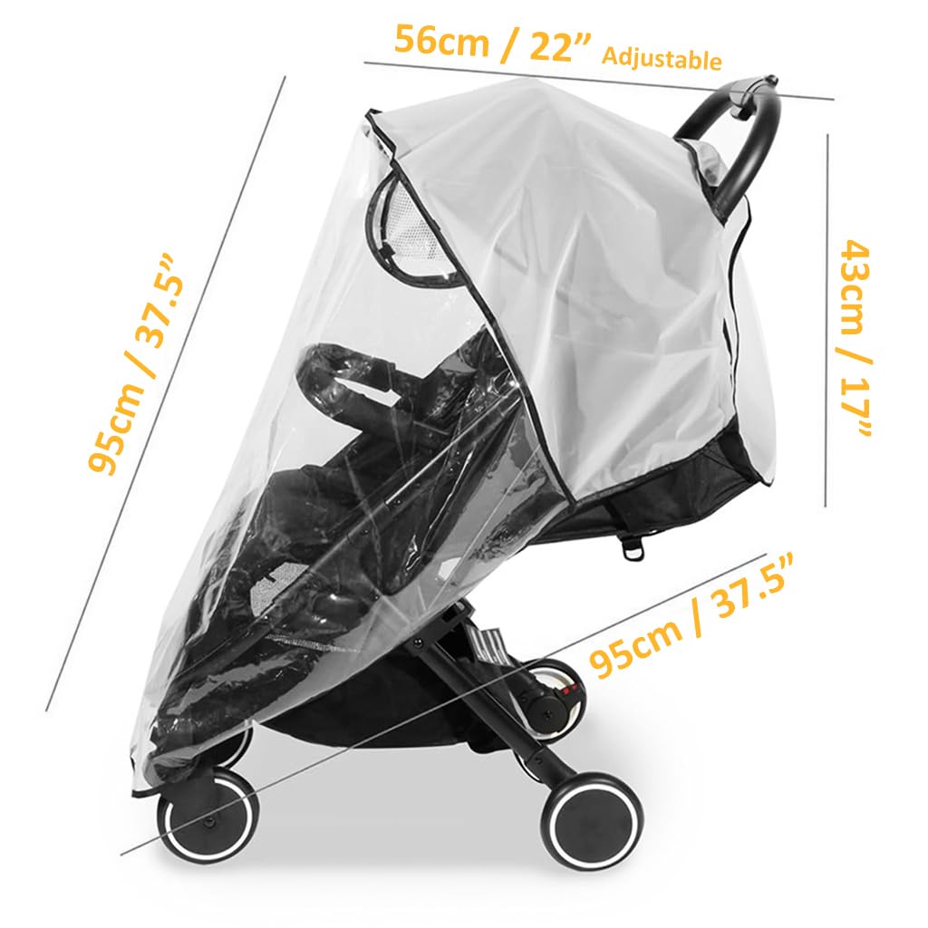 SNOWIE SOFT® Baby Stroller Rain Cover Universal Waterproof Windproof Rainproof EVA Stroller Cover for Winter with Breathable Air Vent, Stroller Cover Protect from Sun Dust Snow, Stroller Accessories