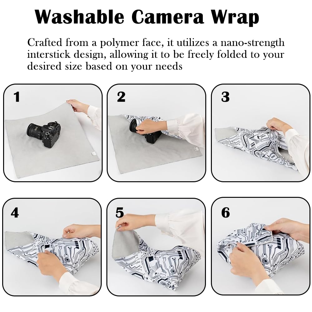 ZORBES Camera Lens Wrapping Cloth 45x45cm for DSLR and Mirrorless | Waterproof Silicone-Coated Organizer Wrap 2PCS