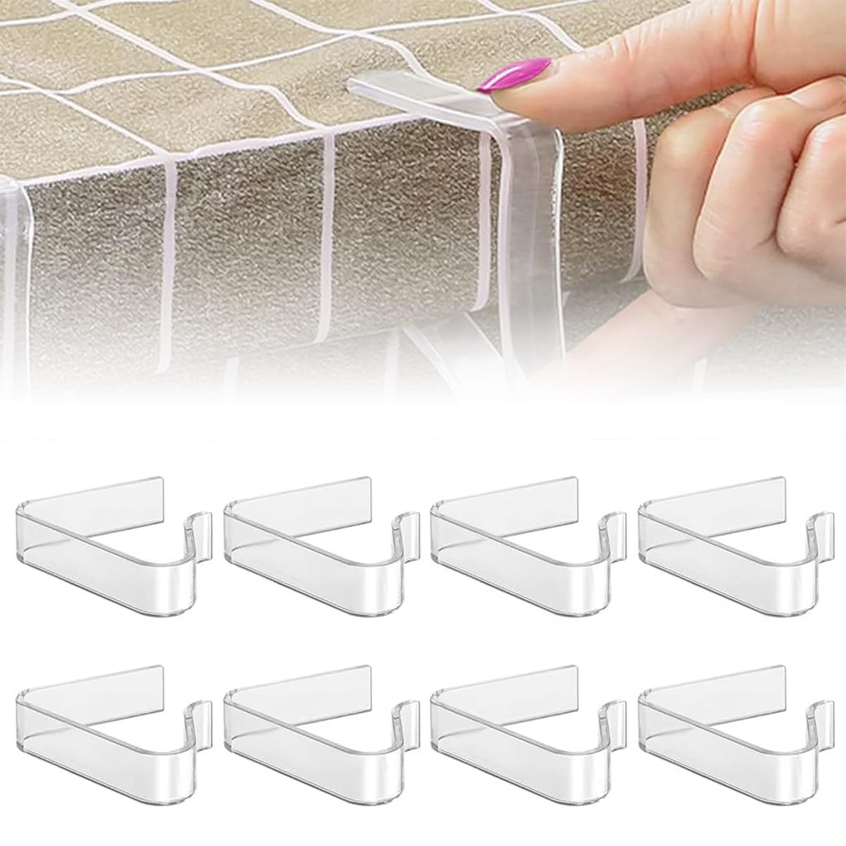 Supvox® 8-Pack Clear Tablecloth Clips, Heavy-Duty Non-Slip Table Cloth Clamps, Windproof Outdoor & Indoor Use, Suitable for 35-55mm Thick Tables, Perfect for Parties, Picnics & Weddings