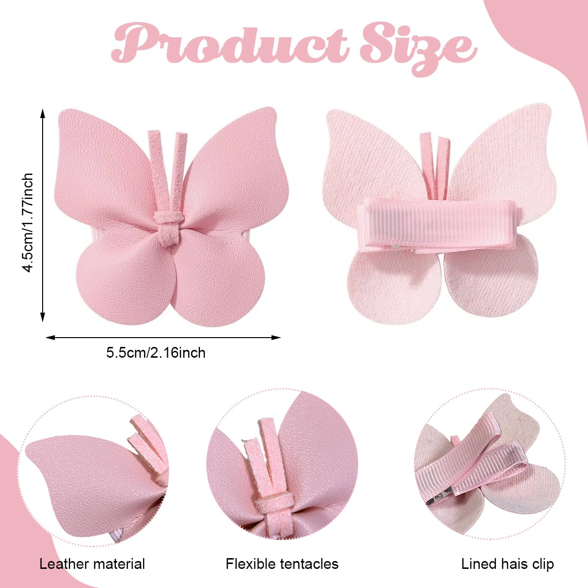 PALAY Girls Bow Hair Clips for Kids with Fully Lined Alligator Clips and PU Butterfly Bows | 10Pcs Set