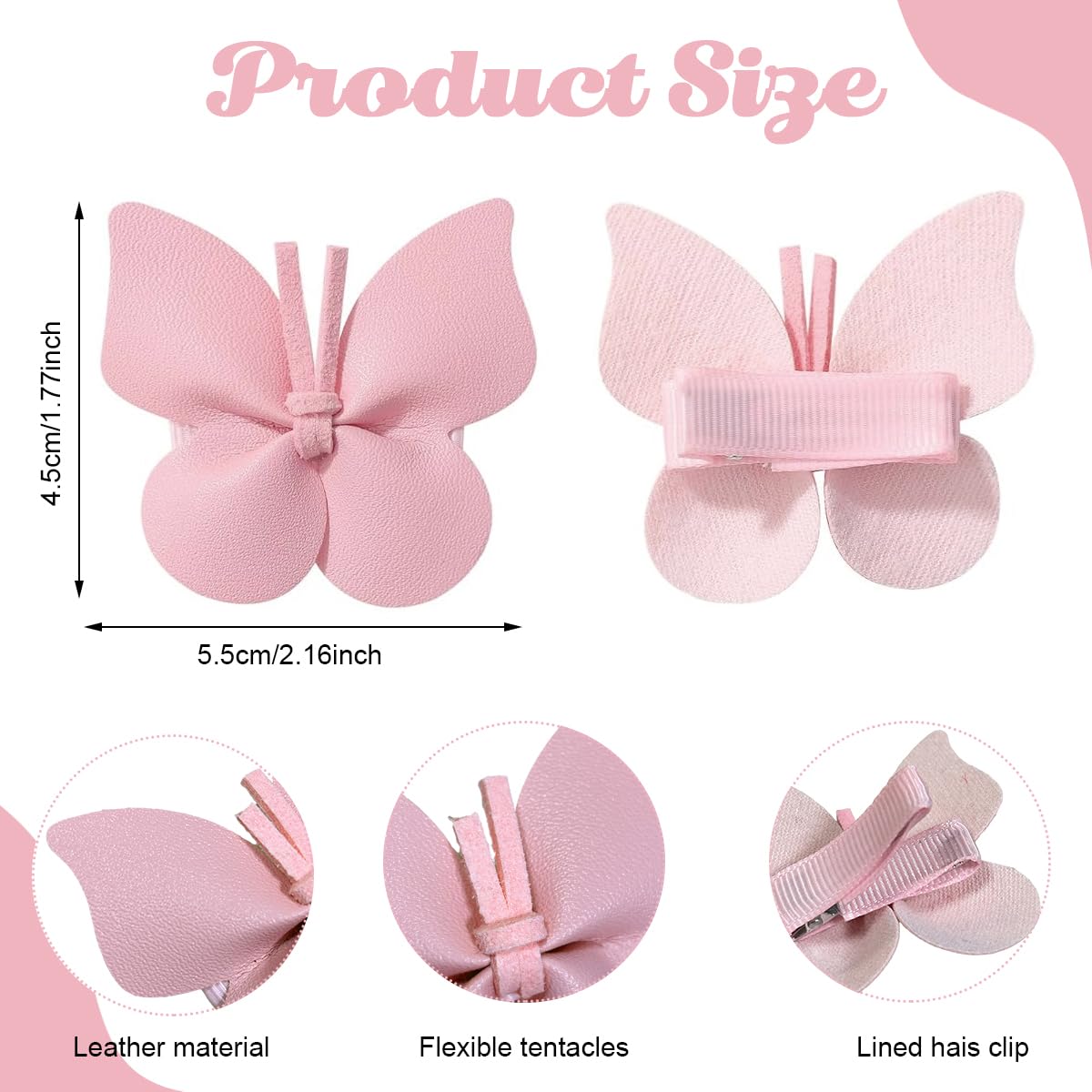 PALAY® 10pcs Girls Bow Hair Clip Cute Butterfly Hair Bows for Kids Girls Small PU Hair Bow Clips Fully Lined Alligator Bow Hair Accessories for Baby Toddlers Kids