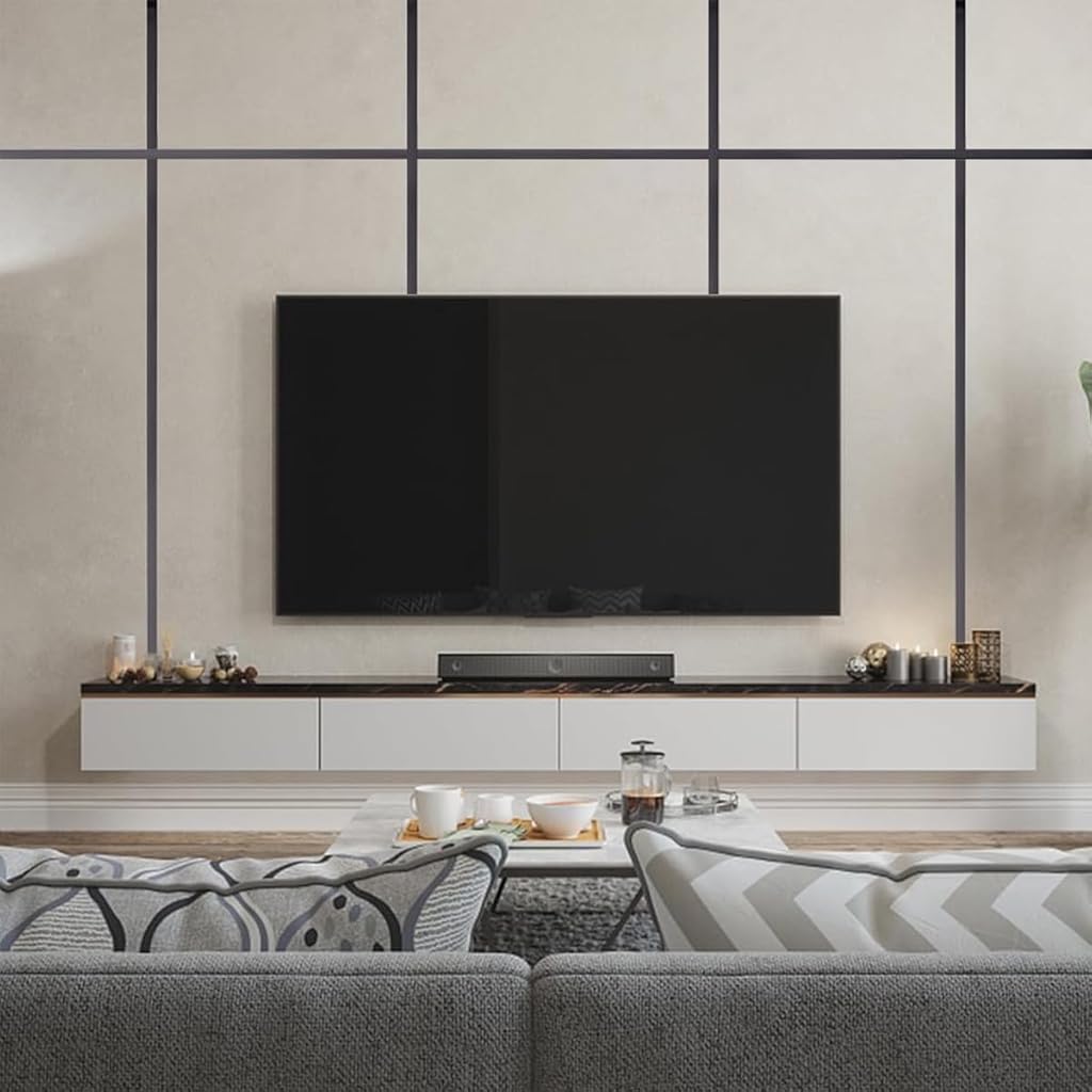 HASTHIP® 16.4ft Black Metal Trim Wall Strip 201 Stainless Steel Self-Adhesive Peel and Stick Metalized Mirror-Like Finish for Ceiling Floor Cabinet Tile Edge Moulding 2 PCS