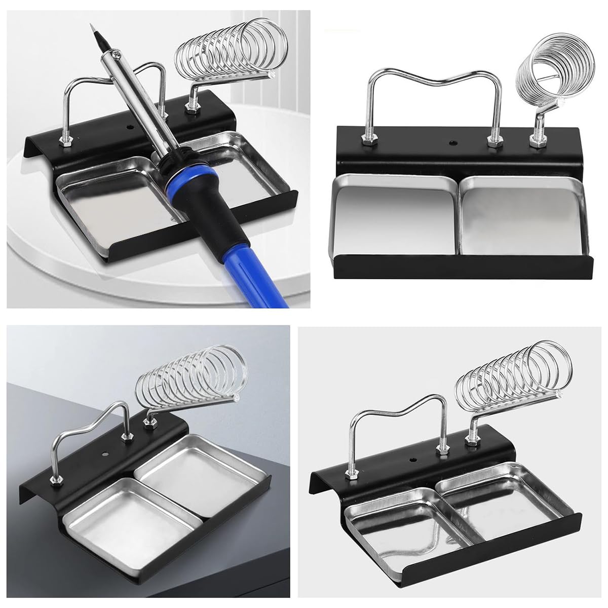 Serplex® Soldering Iron Stand Full Metal Coil Soldering Iron Stand with Dual Sponge Tray Soldering Iron Stand Soldering Iron Gun Holder Stand