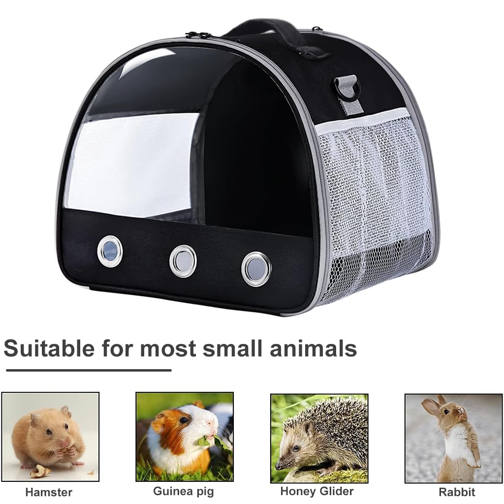 Qpets Small Pet Carrier for Guinea Pigs and Rabbits with Clear Window and Ventilation | 10×12×10 in Lightweight Travel Bag
