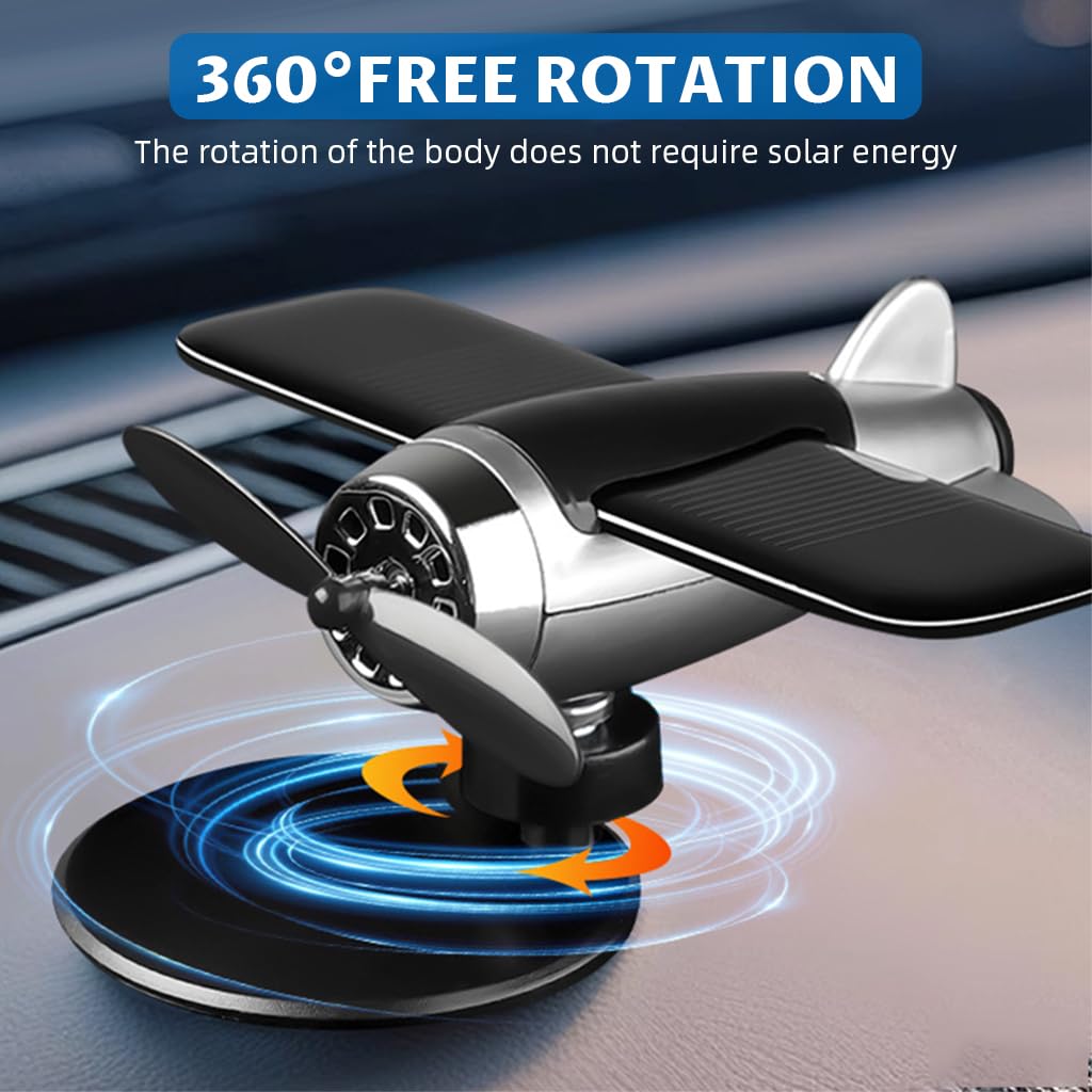 STHIRA Vintage Helicopter Model Decor for Car Dashboard featuring Solar Powered Propeller | Retro Swing Airplane Charm with Anti Slip Pad