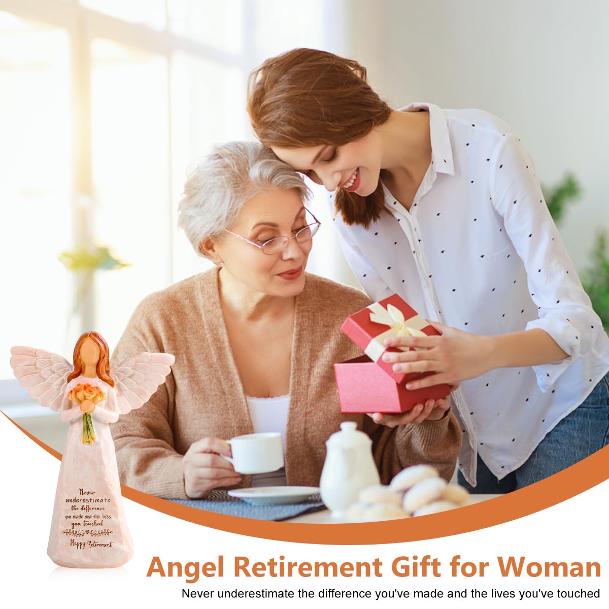 HASTHIP Retirement Gift for Woman with 3.54 in Acrylic Ornament featuring Hanging Hole | Angel Figurine and Gift Box for Coworker or Teacher