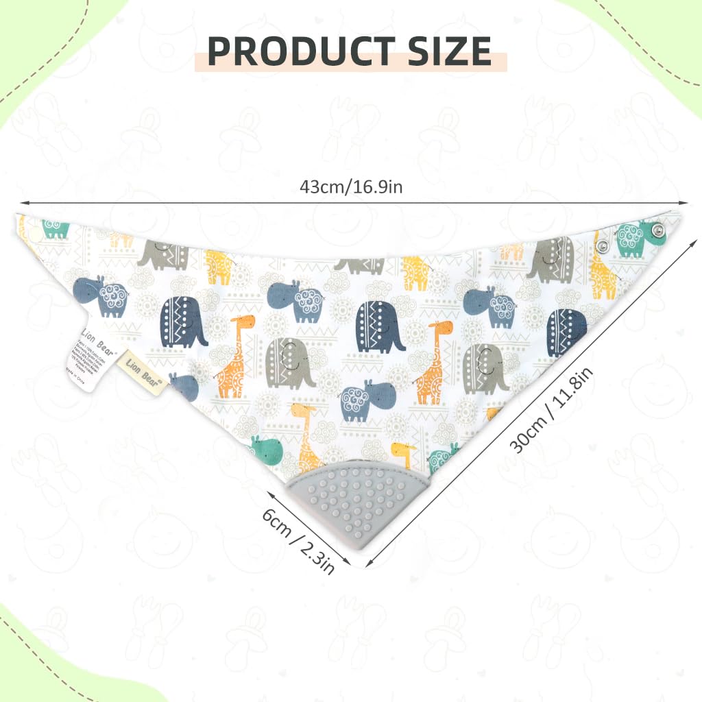 SNOWIE SOFT Baby Bib for Feeding with Adjustable Snap Buttons and Teether Corner | Cotton Bandana for 6–24 Months