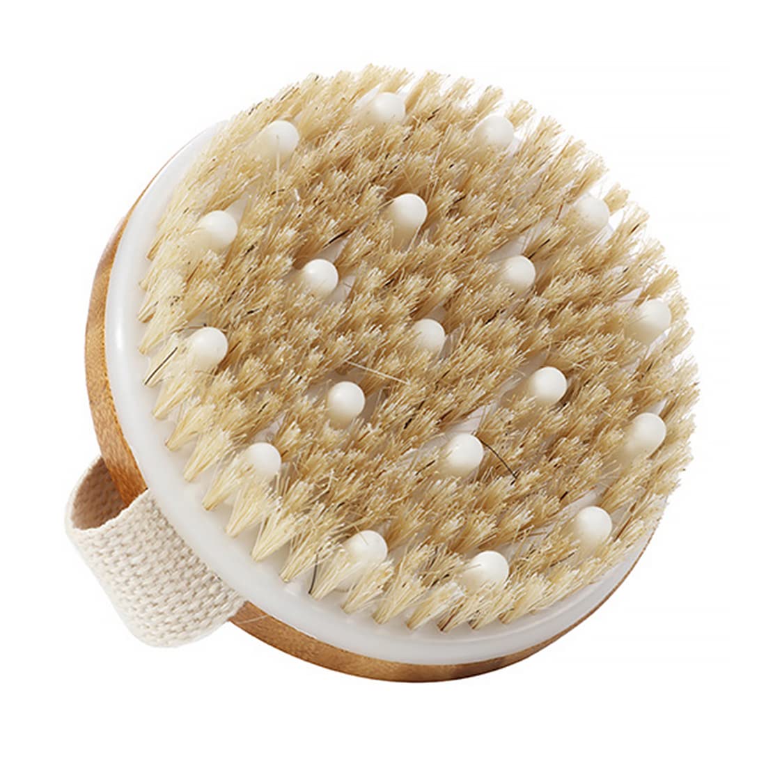 MAYCREATE® Body Massage Brush for Bathing,Bath Body Scrubber Wet or Dry Body Brush Natural Bristles with Massage, Nodules Reducing Cellulite Toxins and Lymphatic