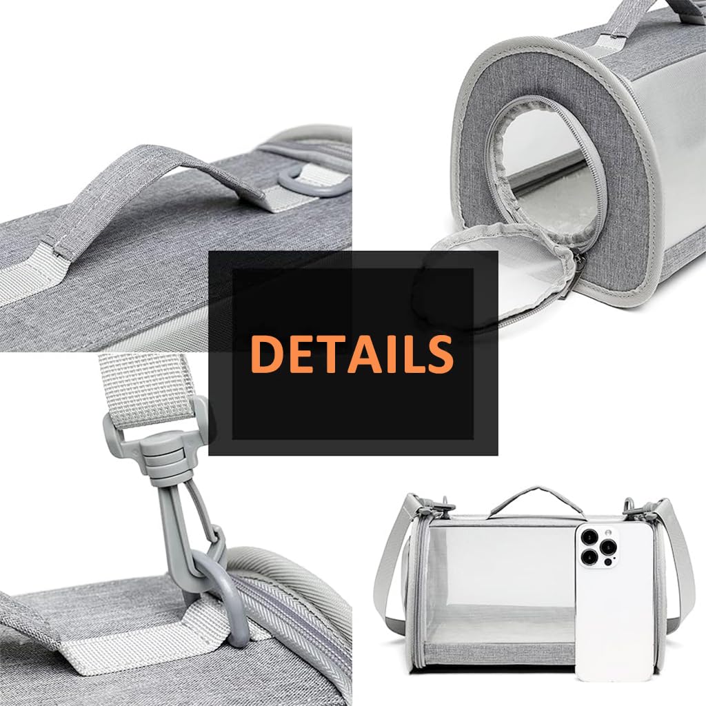 Qpets Small Animal Carrier for Travel with 30x25x27cm Ventilated Design and Transparent Door