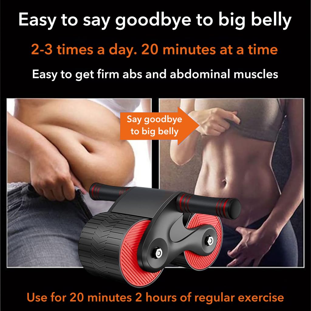 Proberos Ab Roller for Home Workout with 10.5cm Dual Wheel Springback | Red Fitness Trainer