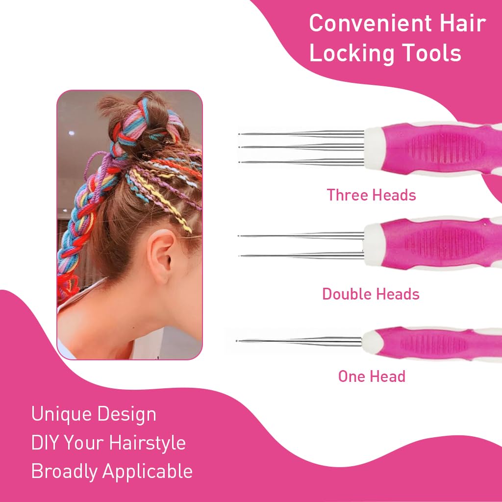 HASTHIP Dreadlock Crochet Hook Set for Braiding and Maintenance with 0.75mm Hooks | Rubberized Handle and Hair Locking Tools