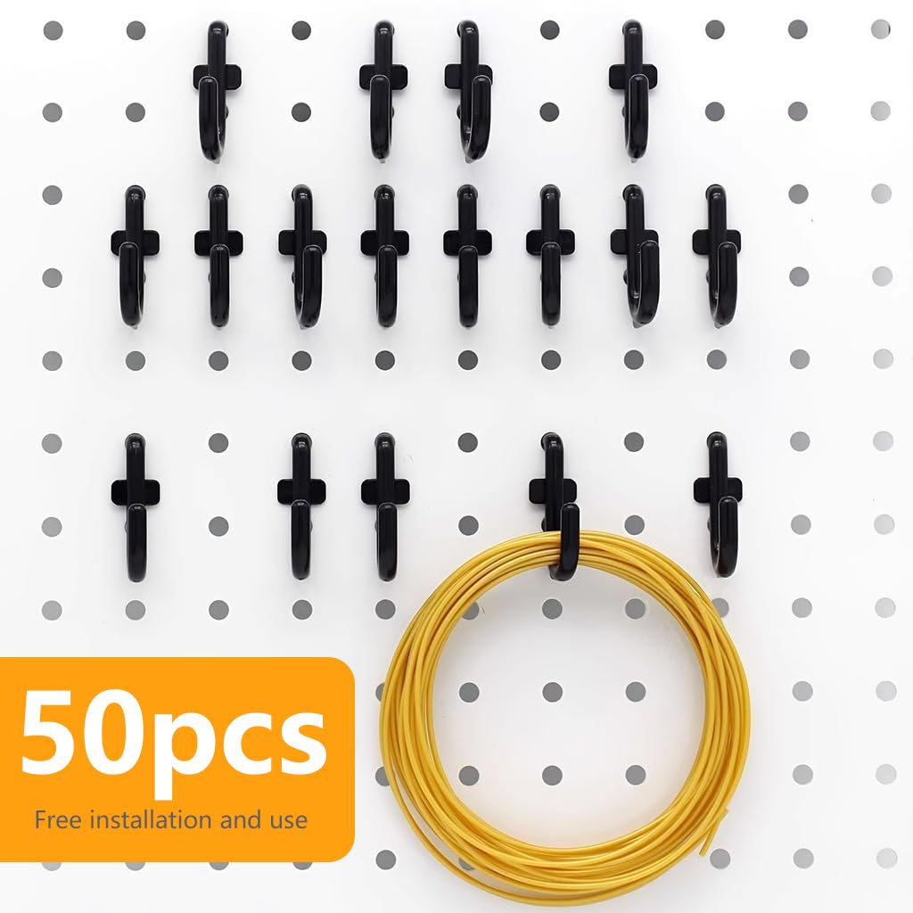 Serplex Pegboard Hooks for 6mm Hole Boards featuring 4.5cm J Shape Plastic Design | 50Pcs Set