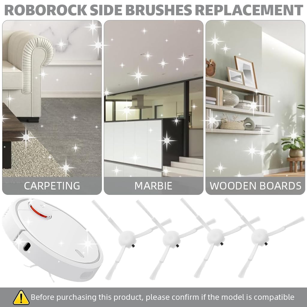 HASTHIP Side Brushes Replacement Kit for Mi Robot Vacuum X10 with 4Pcs Precision Bristles | Easy Snap‑On Installation