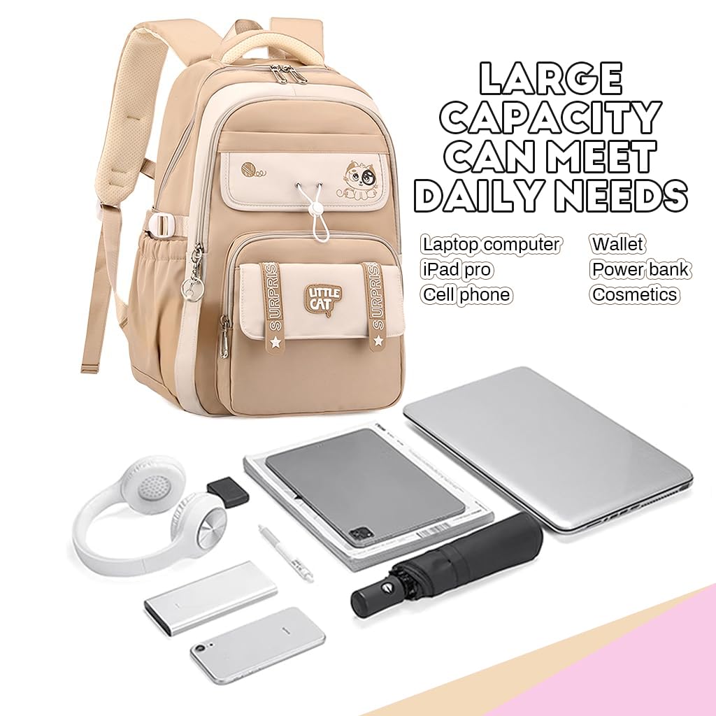 PALAY School Backpack for Students with Multi Pocket Design and Trolley Strap | Stylish Cartoon Print for Travel