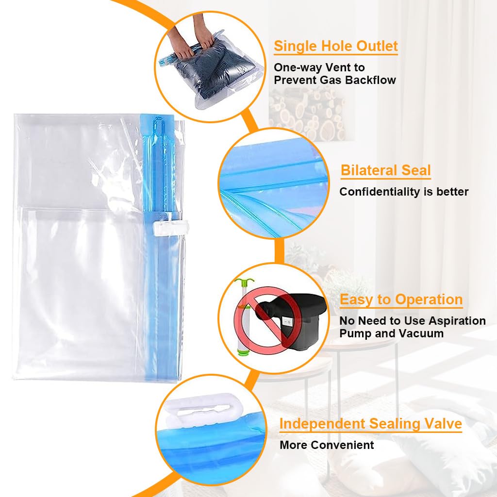 Supvox Vacuum Bags for Clothes with 6 PCS 2L 2M 2S Sizes for Travel and Space Saving Storage