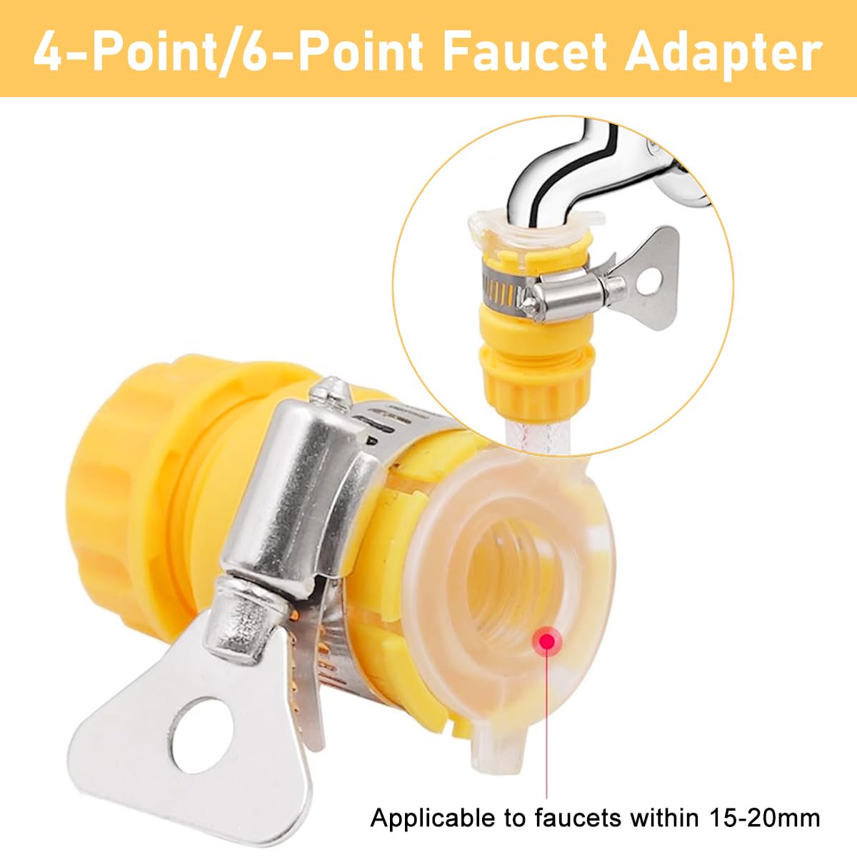 HASTHIP Universal Water Tap Adapter for Kitchen and Garden Use featuring 4/6 Point Anti‑Leak ABS Quick Release Connector 2 PCS