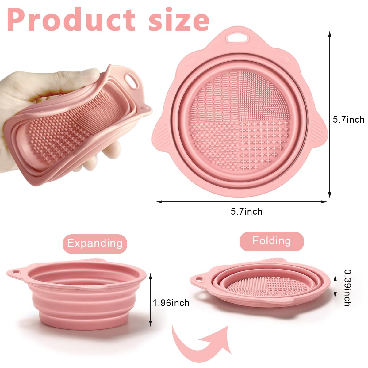 MAYCREATE® Mini Makeup Brush Cleaner Bowl Silicone Makeup Brush Cleaning Basin 5.5 Inches Collapsible Cleaner Bowl for Makeup Brushes, Beauty-Blender Sponge Removing Residual Foundation