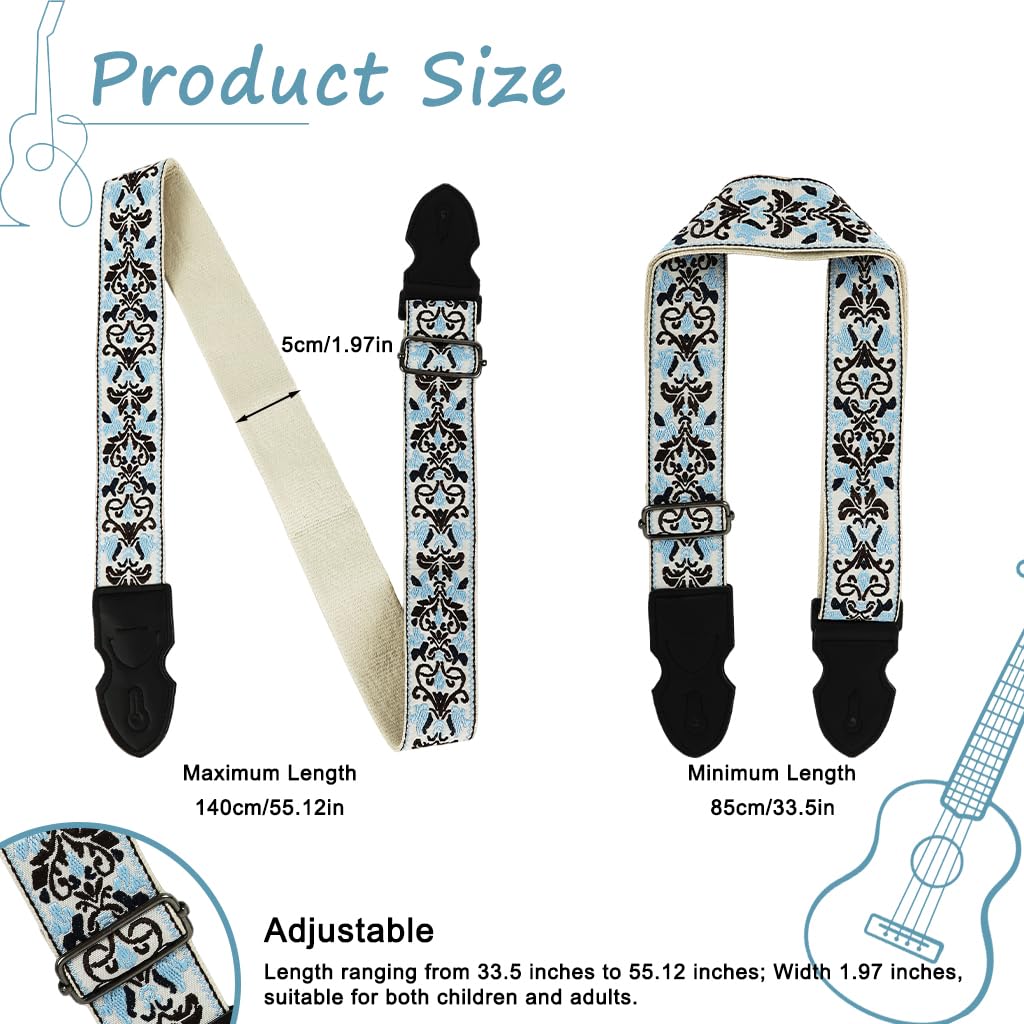 HASTHIP Guitar Shoulder Strap for Acoustic Electric and Bass Guitars featuring Pick Holder Slot and Adjustable 85–140cm Wide Nylon Design