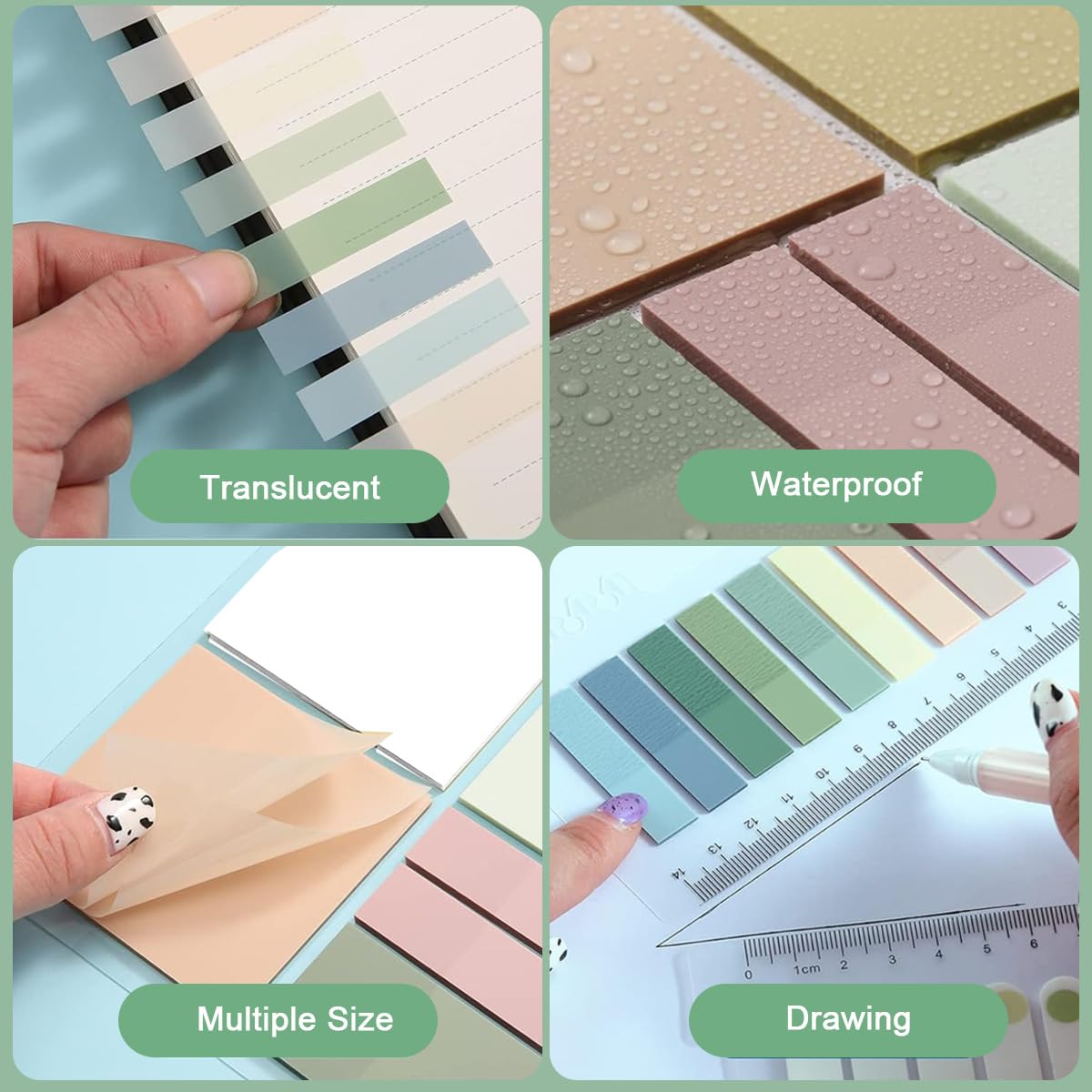 HASTHIP Transparent Sticky Notes for School, Office and Home with 700 Sheets PET Design | Removable Waterproof Memo Pads