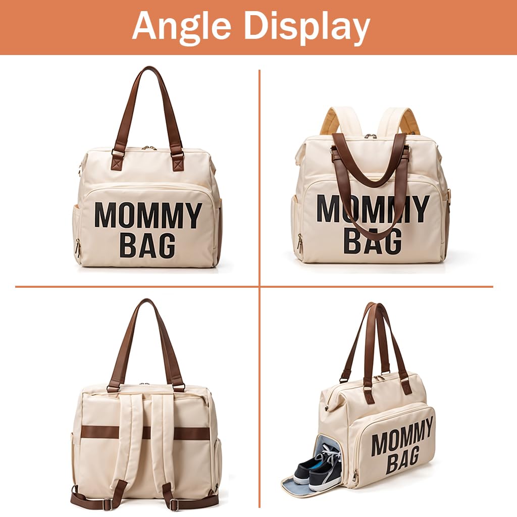 Zibuyu Mommy Diaper Bag Backpack for Travel with Multi Layer Storage and Shoe Compartment | Waterproof Oxford Cloth Tote for Baby Essentials