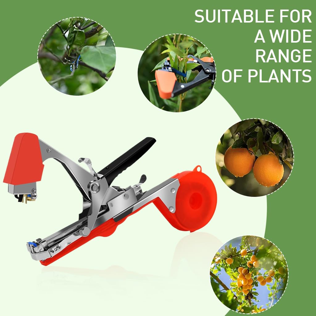 HASTHIP Plant Tying Tape Machine for Grapes and Tomatoes with 20 Rolls 11mm Tape | Adjustable Circle Stapler Set