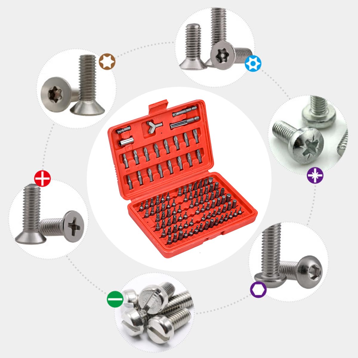 Serplex Screwdriver Bit Set for Drills and Impact Drivers featuring 100 pcs Cr V Steel | with Storage Case