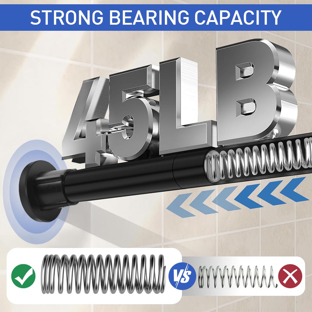 HASTHIP Shower Curtain Rod for Bathroom and Window with Spring-Loaded Mechanism 43.3–78.7 in Stainless Steel