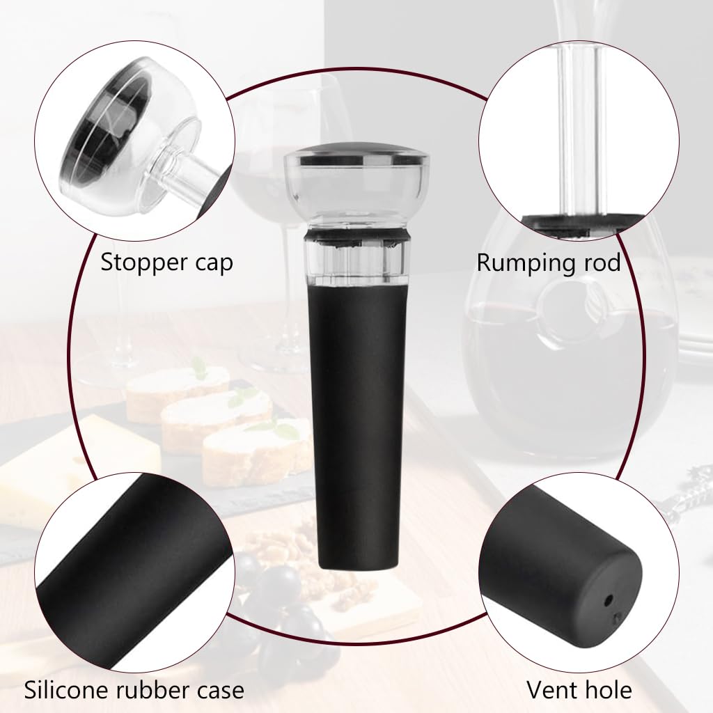 Supvox® 2Pcs Wine Stoppers Vacuum Wine Stoppers Manual Air Pump Vacuum Wine Bottle Stopper Airtight Silicone Wine Stoppers Reusable Wine Preserver Universal Airtight Seal Cork Alternatives