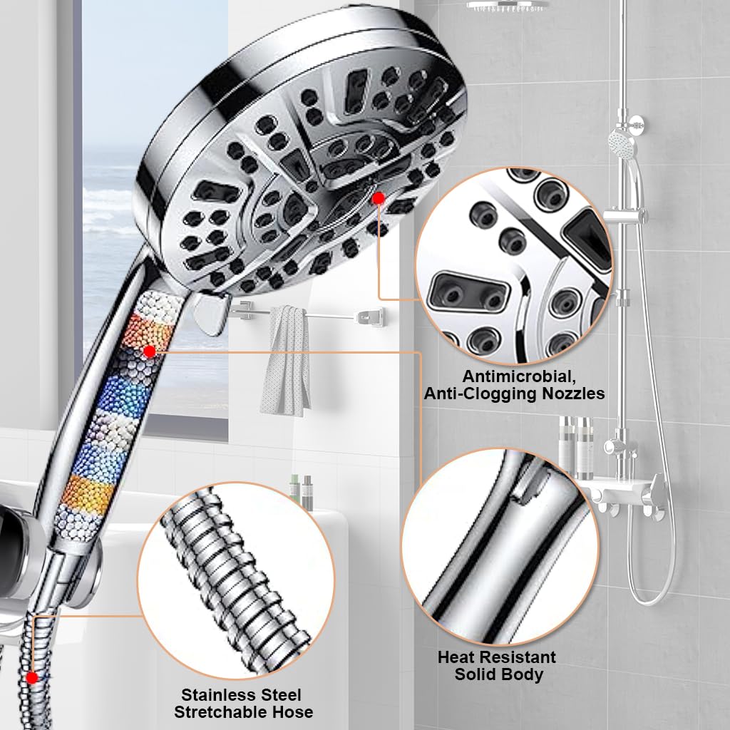 HASTHIP Handheld Shower Head for Bathroom with 10 Water Outlet Modes and 1.5 m Hose | Adjustable Spray for Home Use