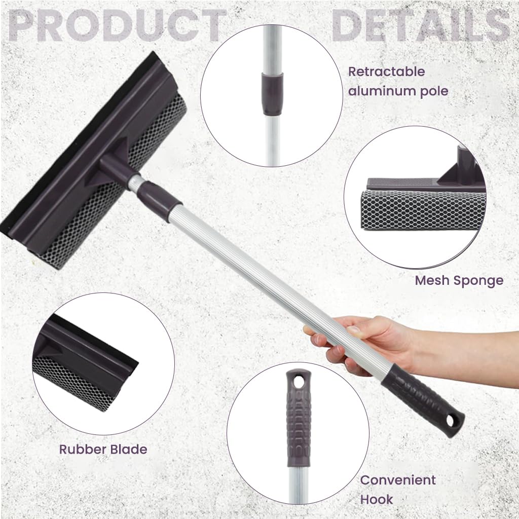 STHIRA Car Windshield Wash Cleaner for Vehicle and Home Use with Long Reach Handle | Streak Free Glass Wiper