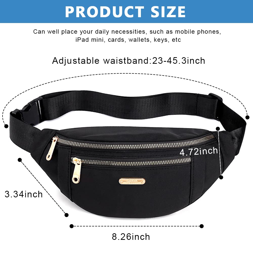 PALAY Waist Bags for Women with Adjustable Strap and Waterproof Oxford Cloth | 2PCS Lightweight Bumbag