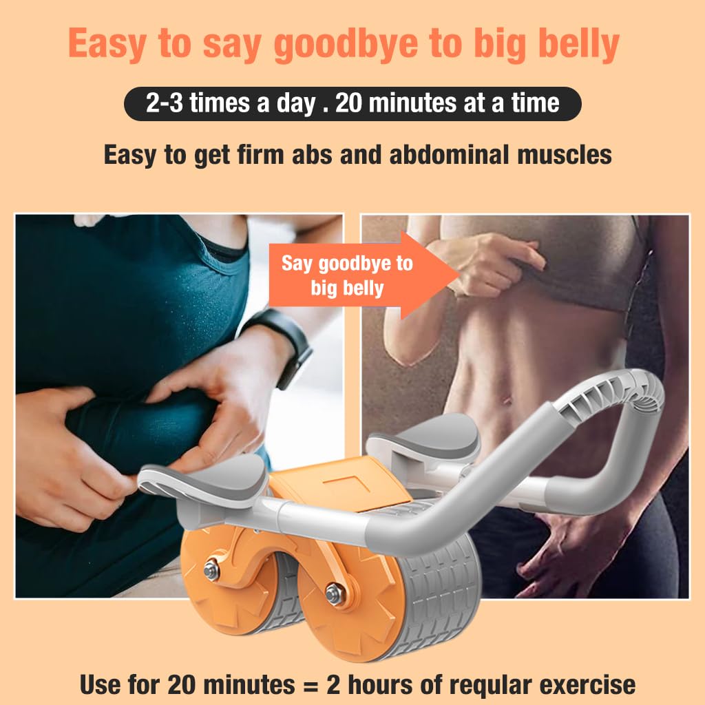 Proberos Ab Roller Set for Core Workout with Dual 10cm Wheels & Smart Timer | Home Fitness Equipment