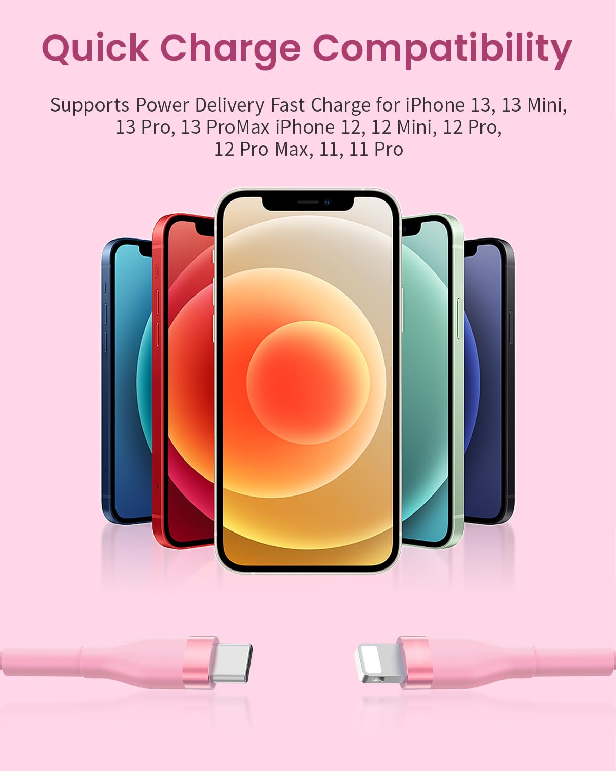 Zeitel Type C Lightning Cable 6.6 ft for iPhone and iPad with PD 30W Fast Charging | 480Mbps Data Transfer