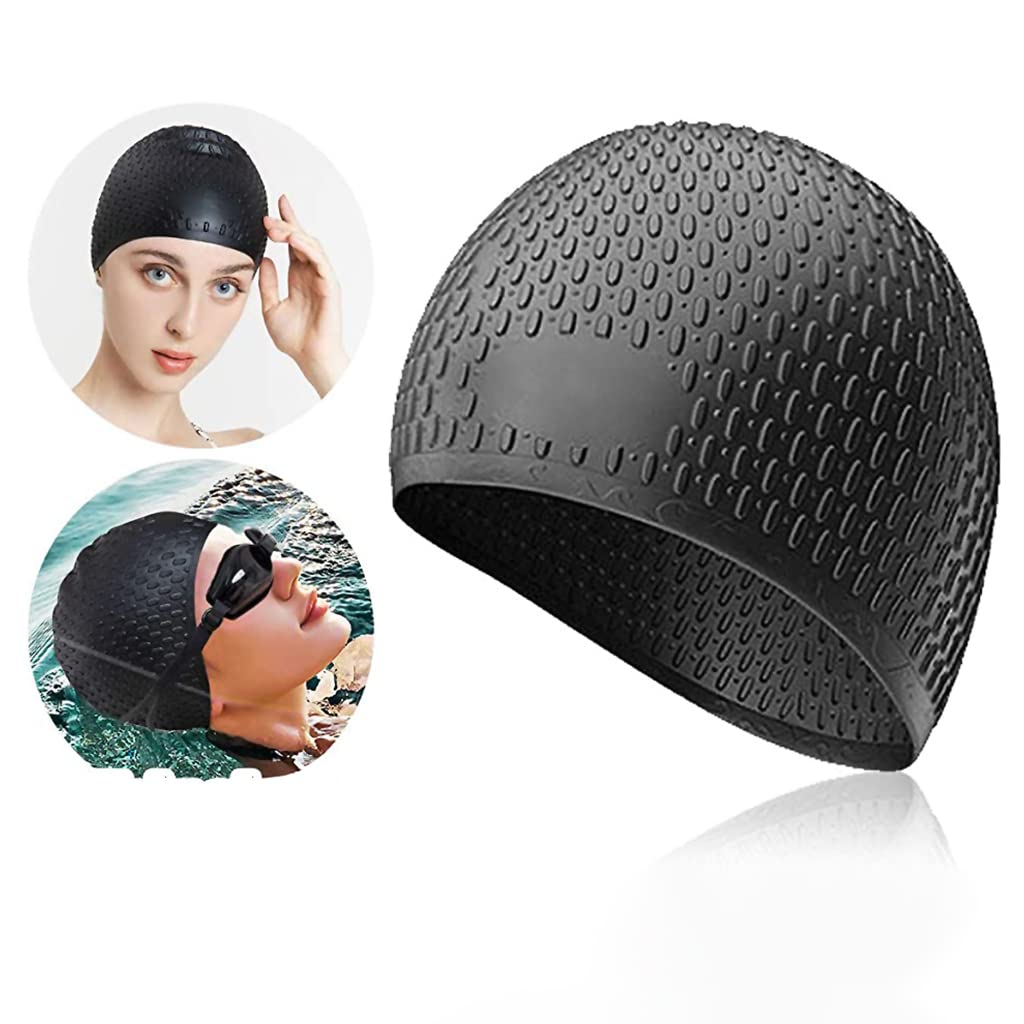 Proberos® Silicone Swim Cap, Classic Silicone Swimming Cap for Adults, Swimming Cap Long Hair, Swimming Pool Cap, Waterproof Silicone Swimming Cap for Adult Woman and Men Easy Fit