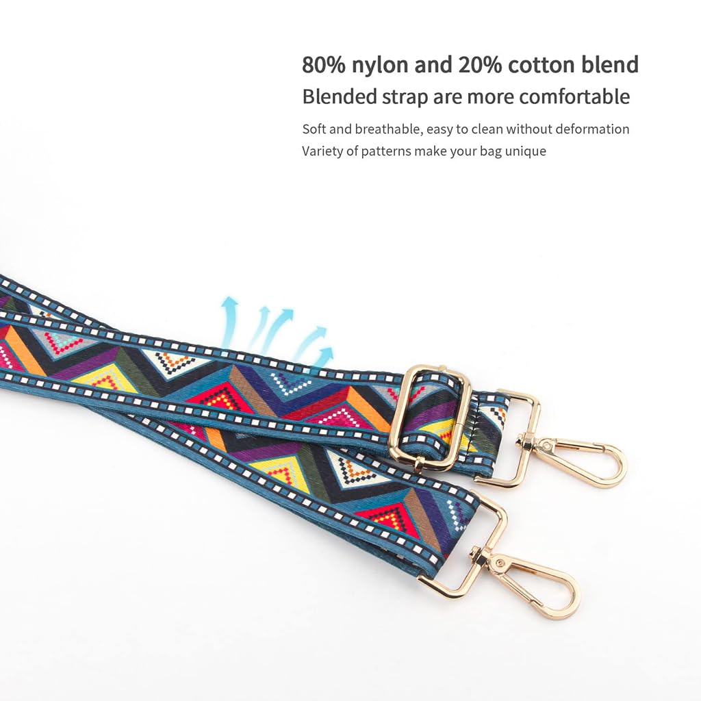 Zibuyu Adjustable Crossbody Bag Strap for Handbags and Messenger Bags with Wide Canvas Design | Metal Hardware and Multicolor Style for Men and Women
